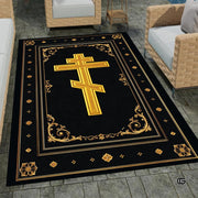 Personalized Orthodox Christian Area Rug, Custom Eastern Orthodox Russian Greek Byzantine Non-Slip Rug for Women Men, IC XC Nika Cross Mat for Living Room, Bedroom, Church Decor (D2)