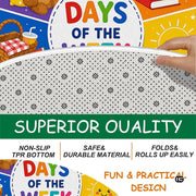 Wheel of Feelings and Emotions Round Rug, Educational Mental Health Rug for Classroom, Educational Animal Shape School Mat, Back to School Gift (Days of Week)