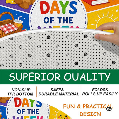 Wheel of Feelings and Emotions Round Rug, Educational Mental Health Rug for Classroom, Educational Animal Shape School Mat, Back to School Gift (Days of Week)