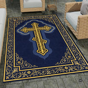 Personalized Orthodox Christian Area Rug, Custom Eastern Orthodox Russian Greek Byzantine Non-Slip Rug for Women Men, IC XC Nika Cross Mat for Living Room, Bedroom, Church Decor (D4)