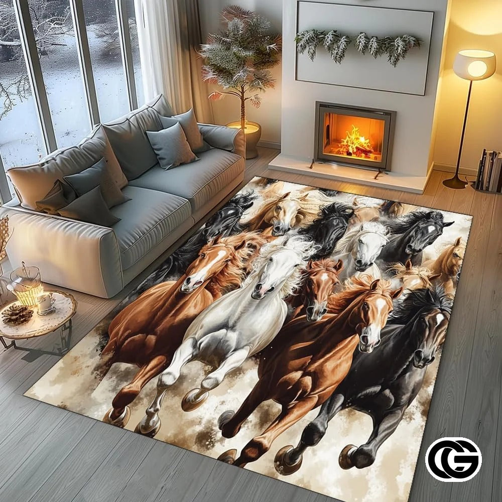 Custom Running Horse Welcome Mat for Front Door and Entryway - Horse-ds04