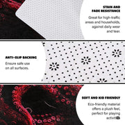 Crimson octopus floor carpet displayed in cozy living room interior - thumbnail image 6 of 7