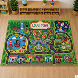 Custom Road Map Area Rug with Personalized City Street and Car Play Mat