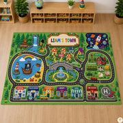 Custom Road Map Area Rug with Personalized City Street and Car Play Mat