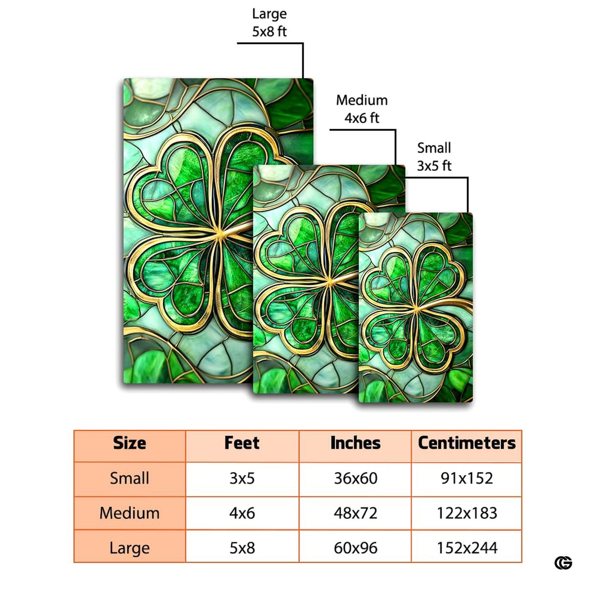 Decorative stained glass clover rug highlighting vivid green gradients and mosaic borders. - image 9 of 9