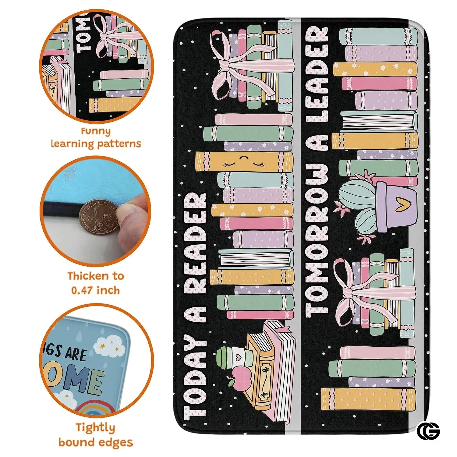 Custom Classroom Library Rug with Inspirational Quote - Style 4