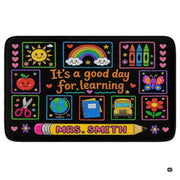 Personalized Teacher Classroom Rug, Custom Back to School Welcome Mat with Name, Kindergarten Preschool Elementary Decor, Composition Notebook Carpet (A05)