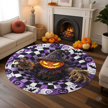 Personalized Halloween 3D Optical Illusion Ghost Round Rug (A03)