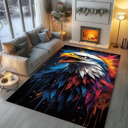Lifestyle living room scene featuring family lounging on bald eagle area rug. - thumbnail image 5 of 7