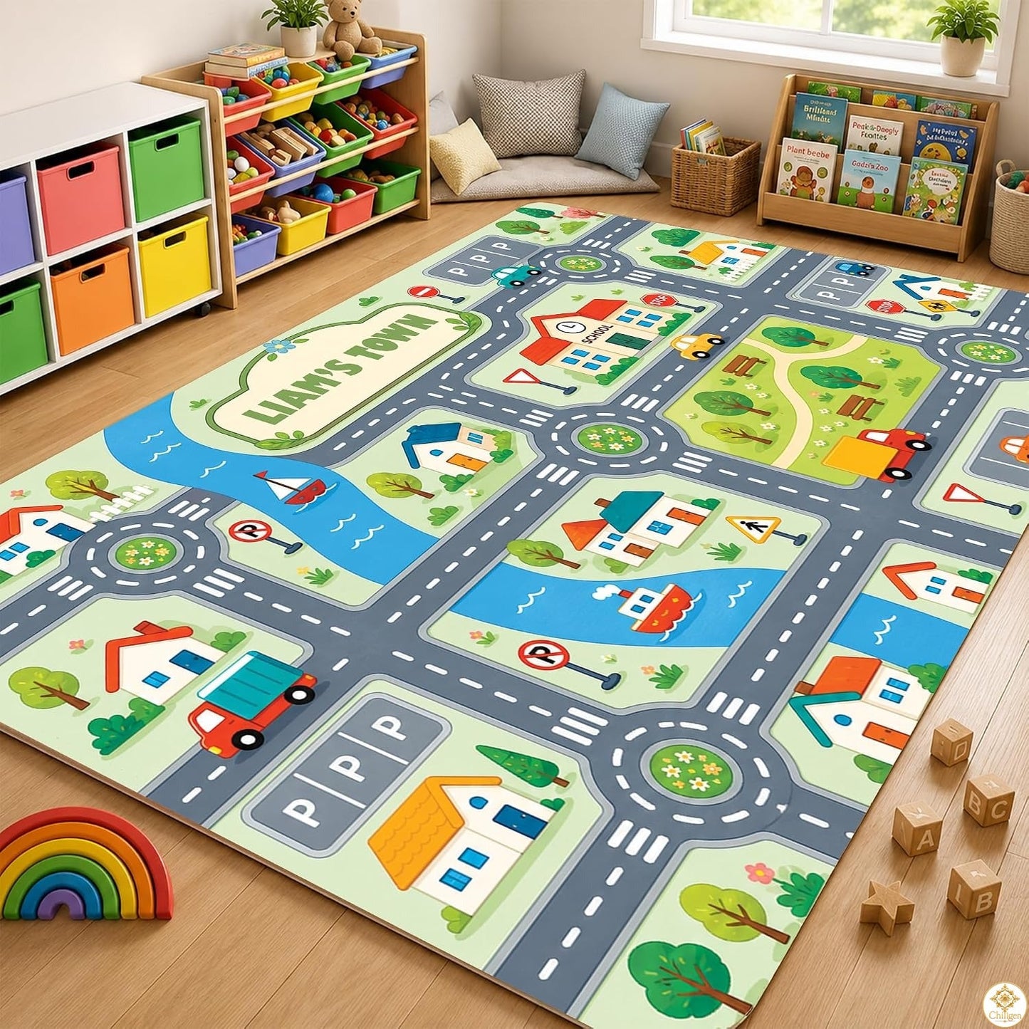 Custom Road Map Area Rug