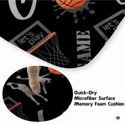 Overhead view of basketball sports area rug showcasing player silhouettes, backboard visuals, and vibrant accents. - thumbnail image 3 of 7