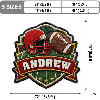 Personalized Football Shaped Rug, Non-Slip Washable Sport Carpet (A01)