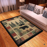 Close-up view of the soft microfiber surface, bear silhouettes, and pinecone details - thumbnail image 3 of 5