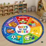 Wheel of Feelings and Emotions Round Rug, Educational Mental Health Rug for Classroom, Educational Animal Shape School Mat, Back to School Gift (Days of Week)