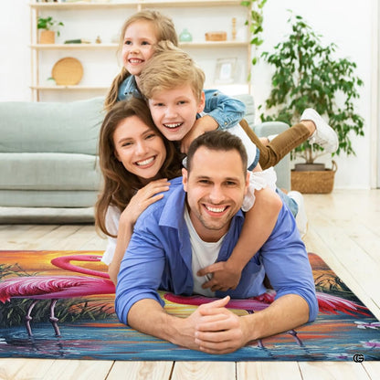 Cozy modern living room arrangement styling the sunset flamingo pair rug - thumbnail image 5 of 7
