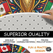 Custom Soccer Tournament Round Rug with Trophy Design - D9