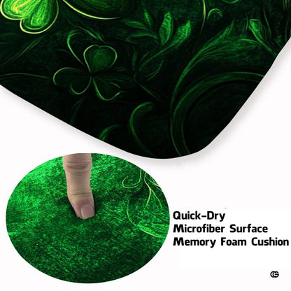 Stylized room scene highlighting an emerald clover area rug beneath a modern table. - thumbnail image 3 of 8