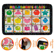 Close-up view of the soft microfiber surface and colorful shape character illustrations - thumbnail image 3 of 9