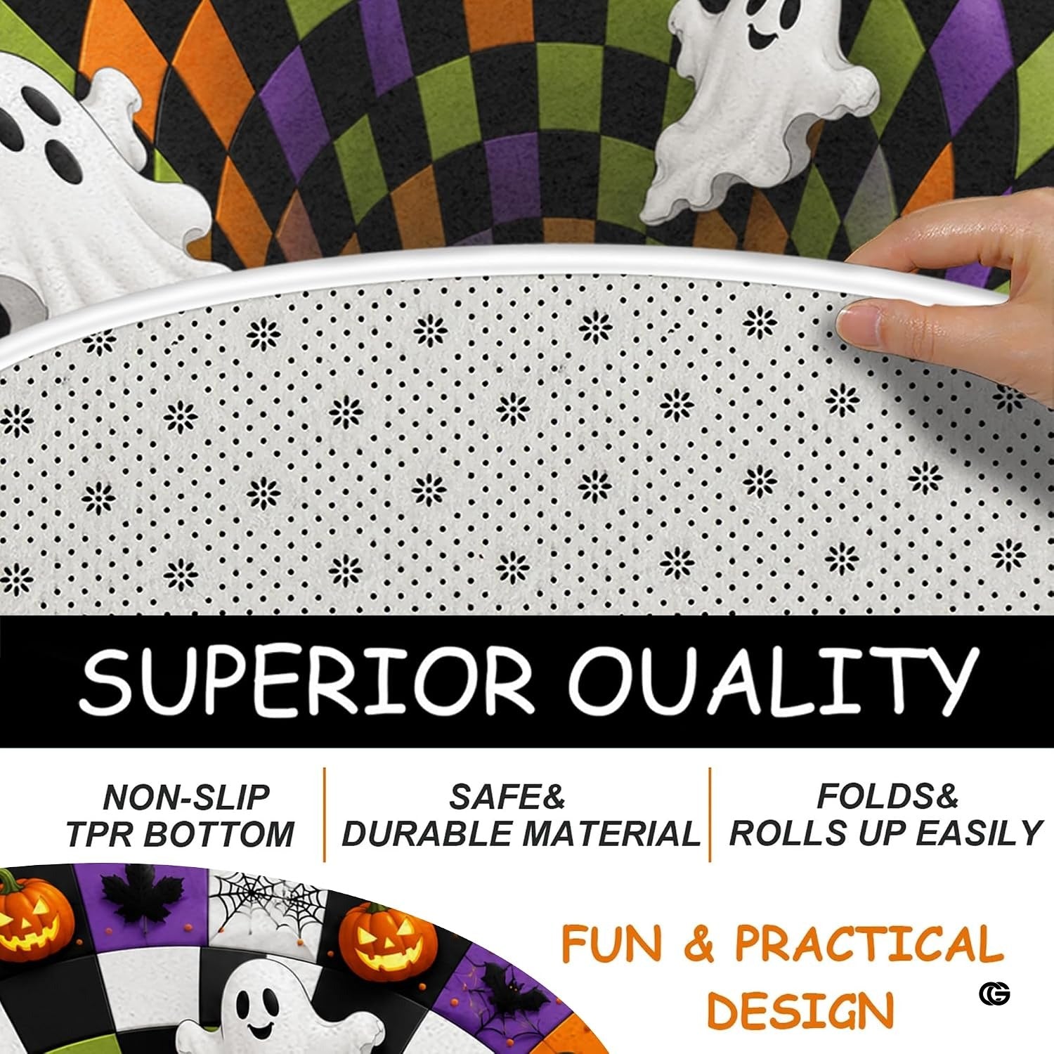 Custom Halloween 3D Optical Illusion Round Rug Skeleton Horror Area Rug (1, #1)