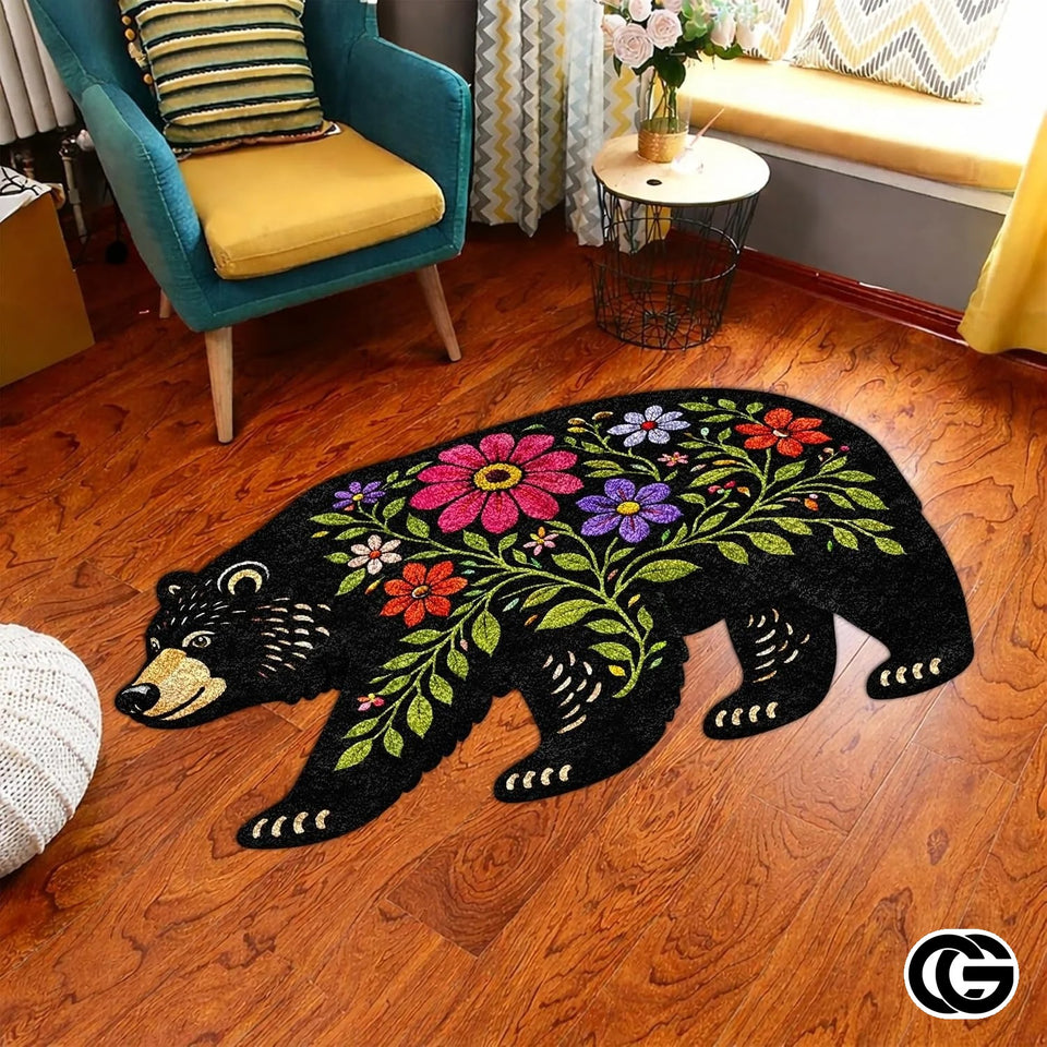 Custom Bear Paw Print Welcome Mat with Soft Plush and Non Slip Backing - A5