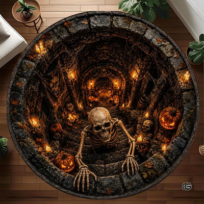 Personalized Halloween 3D Optical Illusion Ghost Round Rug (A09)