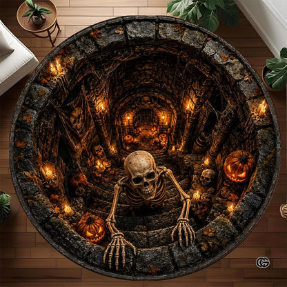 Personalized Halloween 3D Optical Illusion Ghost Round Rug (A09)