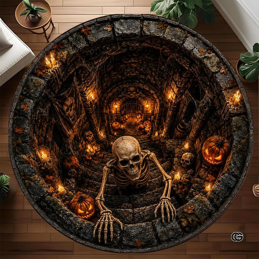 Personalized Halloween 3D Optical Illusion Ghost Round Rug (A09)