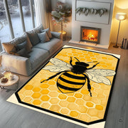 Styling presentation of honey bee rug in a brightly lit entryway with neutral decor accents. - thumbnail image 6 of 8