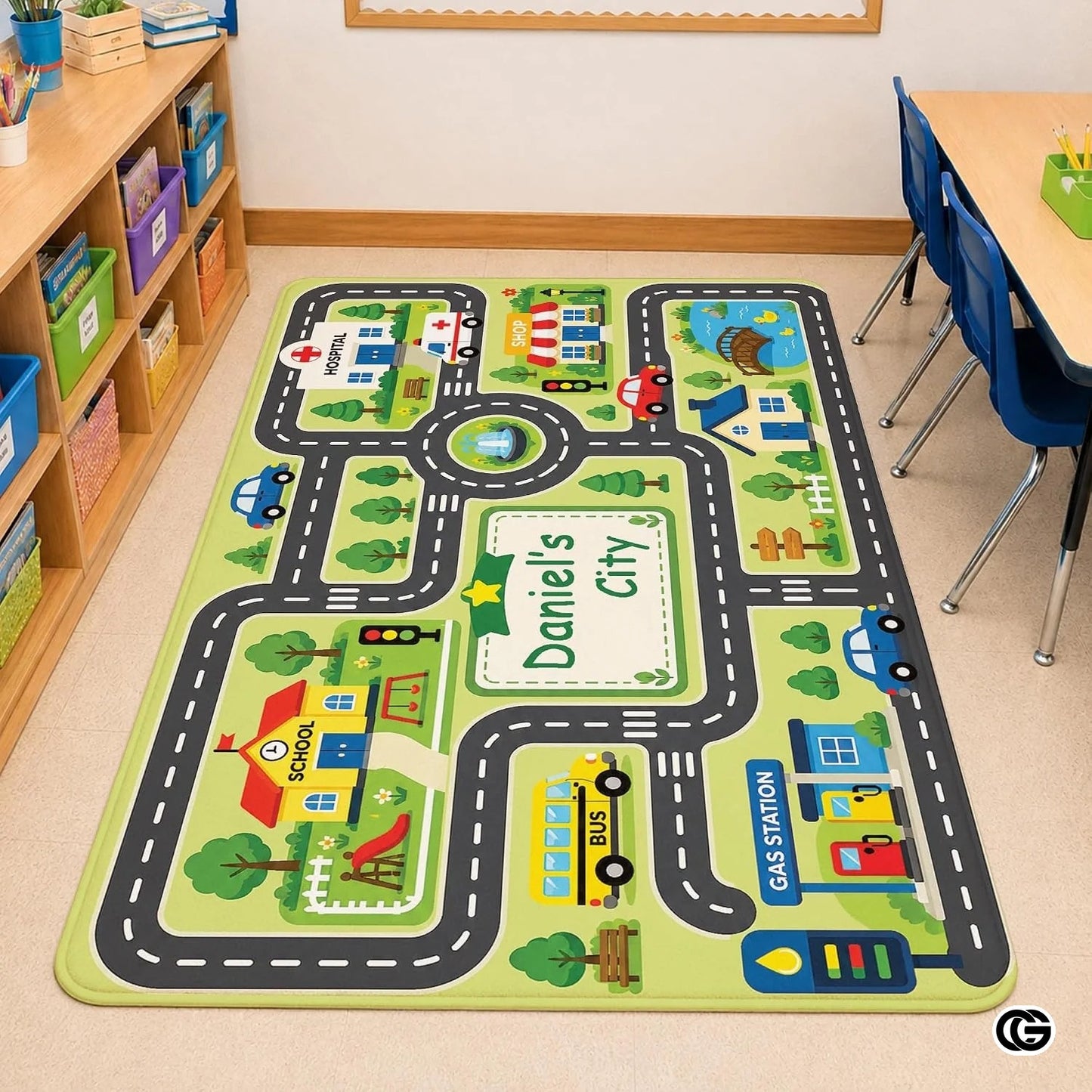 Personalized Road Map Welcome Mat with Custom Name and Streets