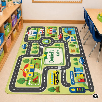 Personalized Road Map Welcome Mat with Custom Name and Streets