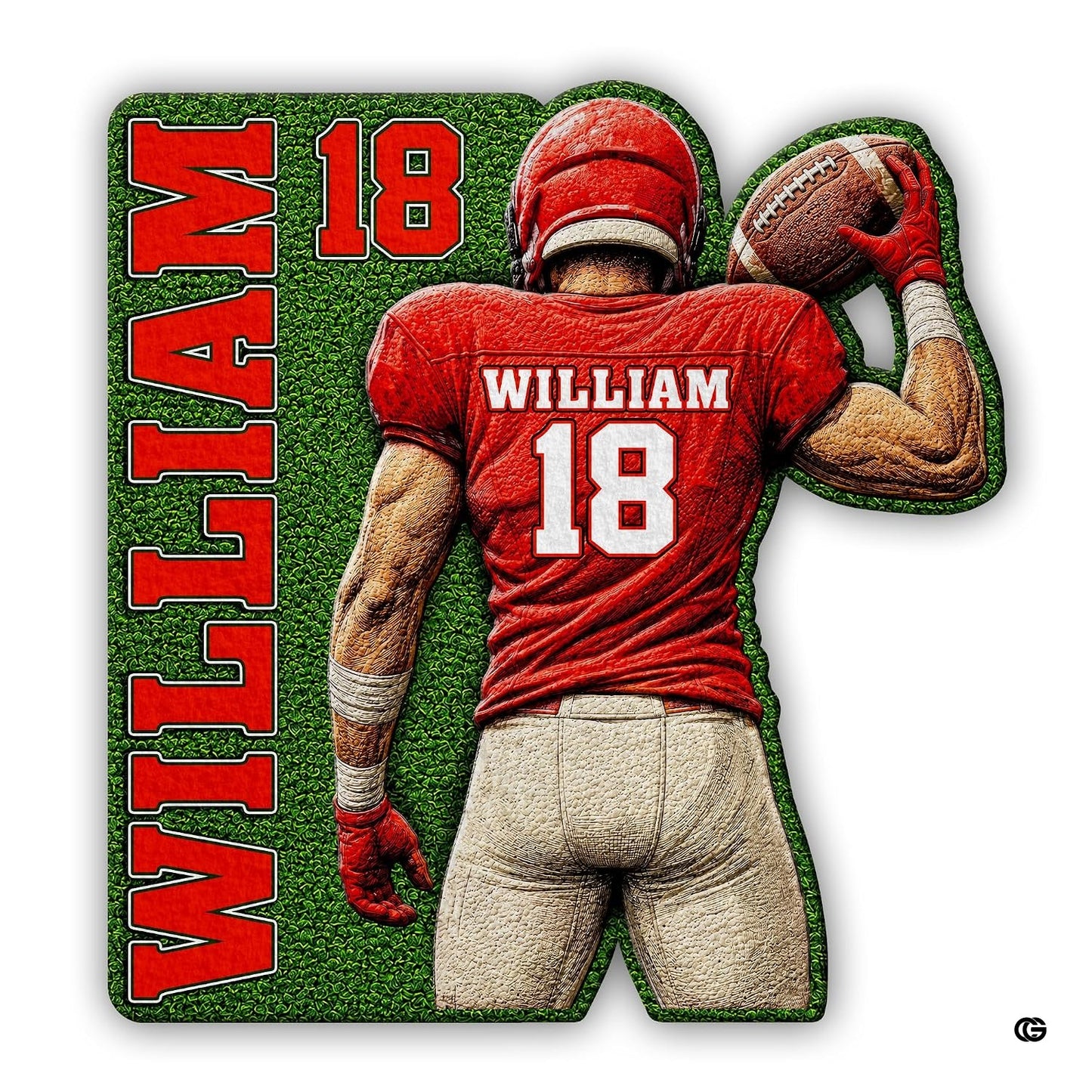 Personalized Football Shaped Rug, Non-Slip Washable Sport Carpet (A03)