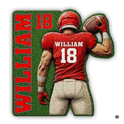 Personalized Football Shaped Rug, Non-Slip Washable Sport Carpet (A03)
