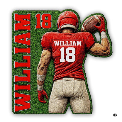 Personalized Football Shaped Rug, Non-Slip Washable Sport Carpet (A03)