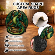 Custom Dragon Shaped Area Rug, Personalized Library Western Dragon Shaped Floor Mat Book Rug, Non-Slip Reading Room Carpet for Living Room, Bedroom, Dorm, Kids Room, Fans Lover (D10)