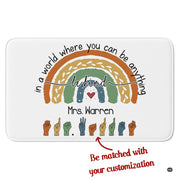 Top-down overhead view of rectangular boho rainbow sign language classroom area rug - thumbnail image 7 of 10