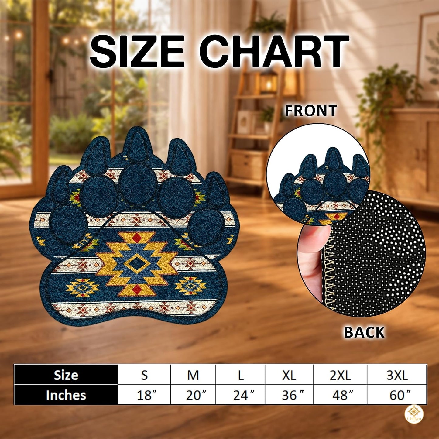 Custom Bear Paw Print Welcome Mat with Non Slip Backing