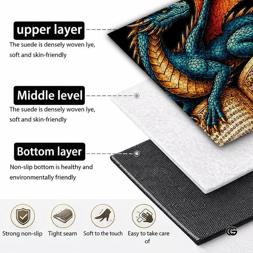Custom Dragon Shaped Area Rug, Personalized Library Western Dragon Shaped Floor Mat Book Rug, Non-Slip Reading Room Carpet for Living Room, Bedroom, Dorm, Kids Room, Fans Lover (D5)