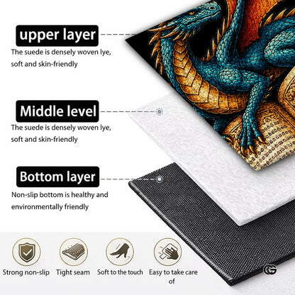 Custom Dragon Shaped Area Rug, Personalized Library Western Dragon Shaped Floor Mat Book Rug, Non-Slip Reading Room Carpet for Living Room, Bedroom, Dorm, Kids Room, Fans Lover (D5)