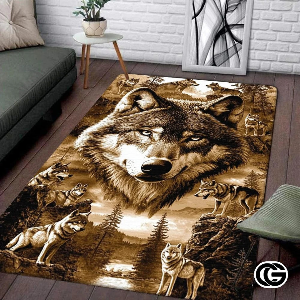 Custom Galaxy Wolf Welcome Mat for Boys Room and Living Room
