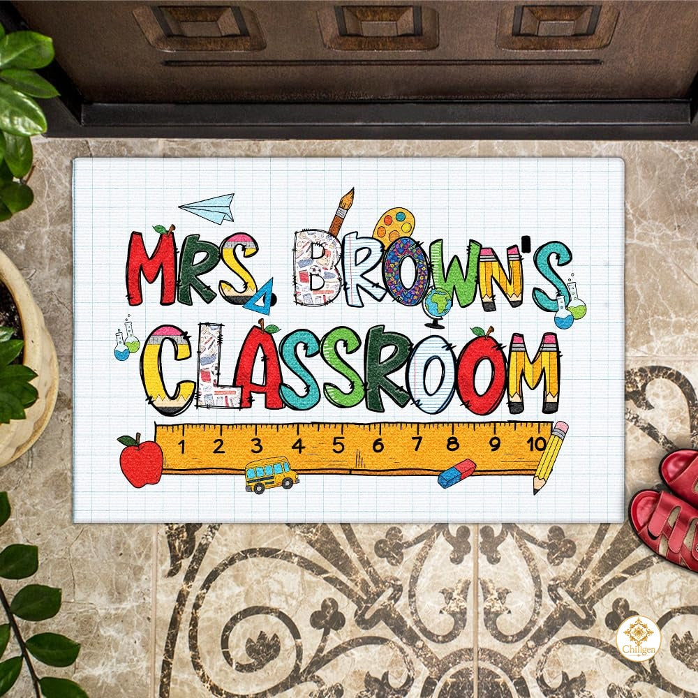 Personalized Teacher Welcome Mat for Classroom and School Decor