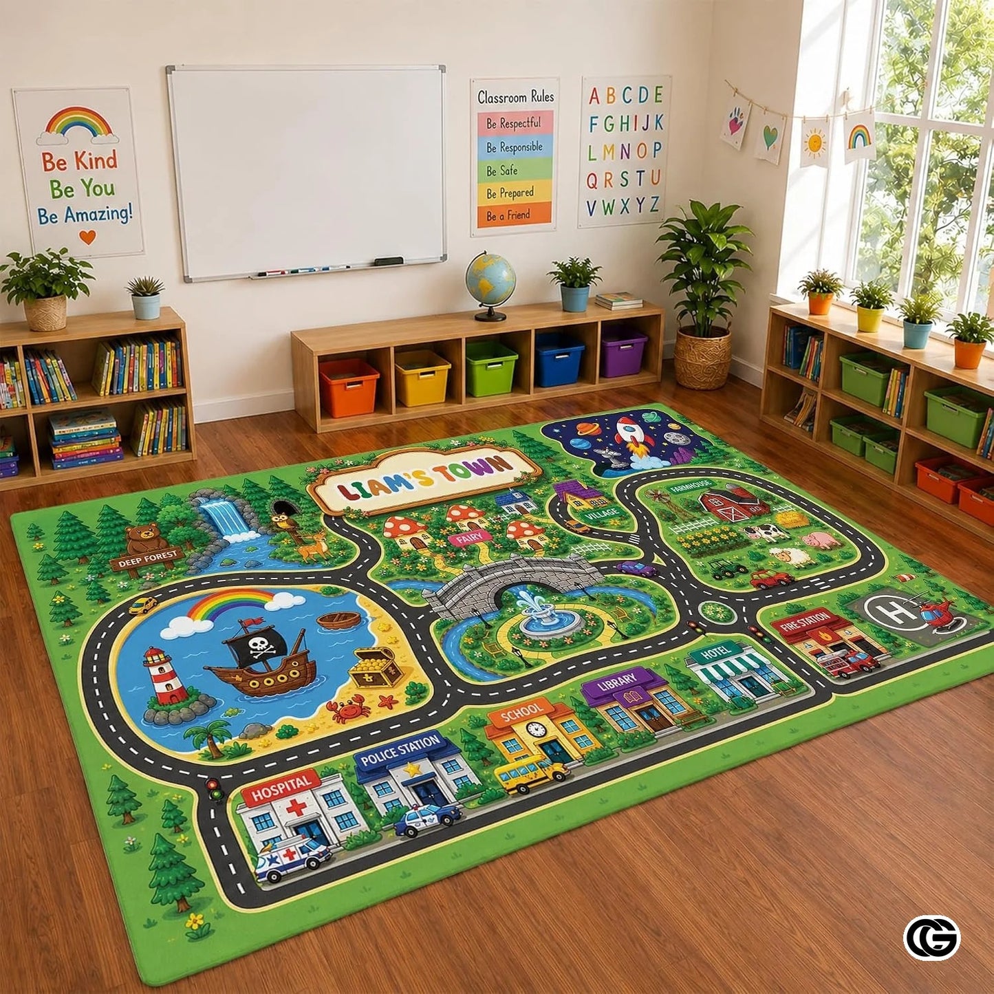 Custom Road Map Welcomemat with Kids Street and Car Play Design - Map 7