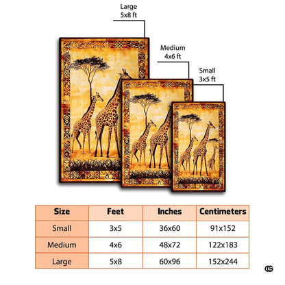 Patio stone lounge with wicker seating featuring the giraffe family area rug - thumbnail image 2 of 7