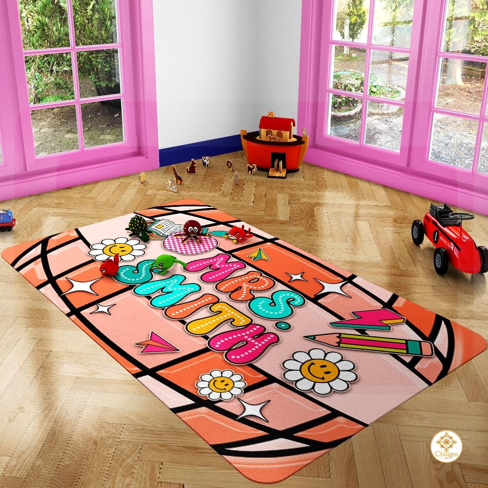 Custom Composition Notebook Classroom Rug for Kids