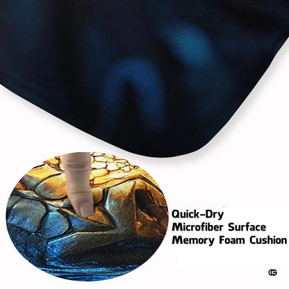 Dramatic overhead display of mythical dragon area rug styled in a modern gaming lounge. - thumbnail image 3 of 7