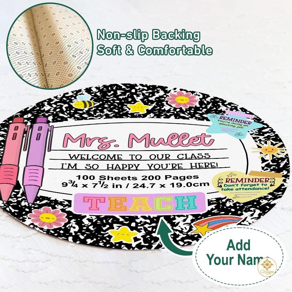 Custom Notebook Welcome Mat for Classroom and Kids Room