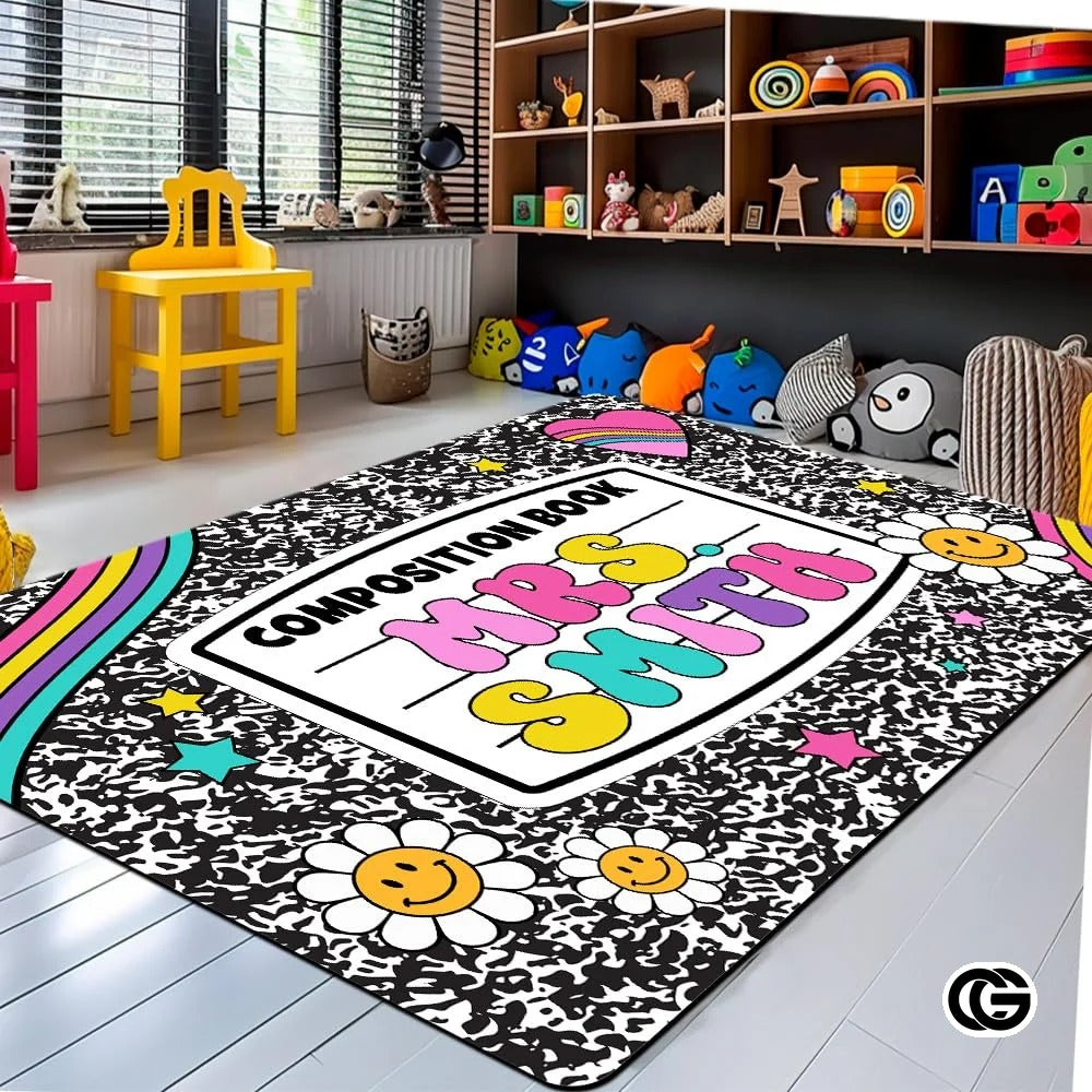 Custom Notebook Welcome Mat for Classroom and Bedroom - Composition #4 / 2' x 3' (Rectangular)