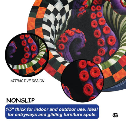 Custom Halloween 3D Effect Optical Illusion Spooky Round Rug (D4)