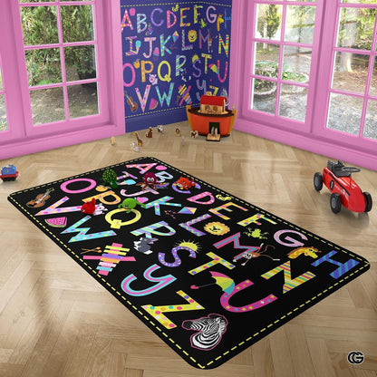 Educational Classroom Rug with Alphabet and Handwriting Samplers - Alphabet Abc / 2' x 3' (Rectangular)