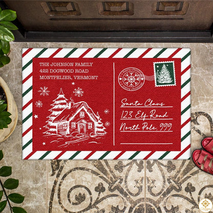 Personalized Christmas Doormat with Custom Family Name