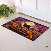 Halloween Door Mat Outdoor, Custom Spooky Welcome Mat with Black Cat and Pumpkin, Fall Front Door Mat for Porch Entryway Decor #4